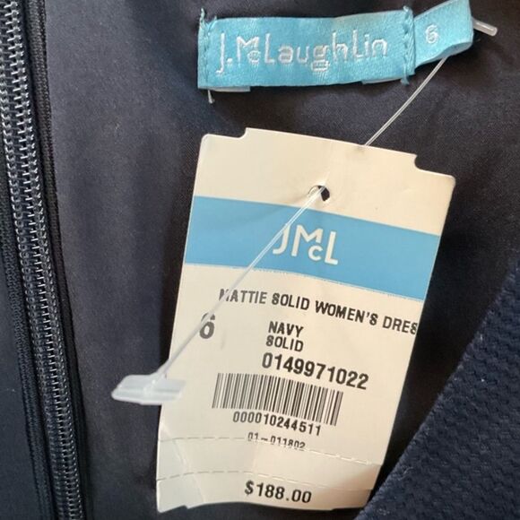 J. McLaughlin Mattie Dress NWT Navy Blue Solid Ribbon Trim Size 6 - Picture 4 of 13